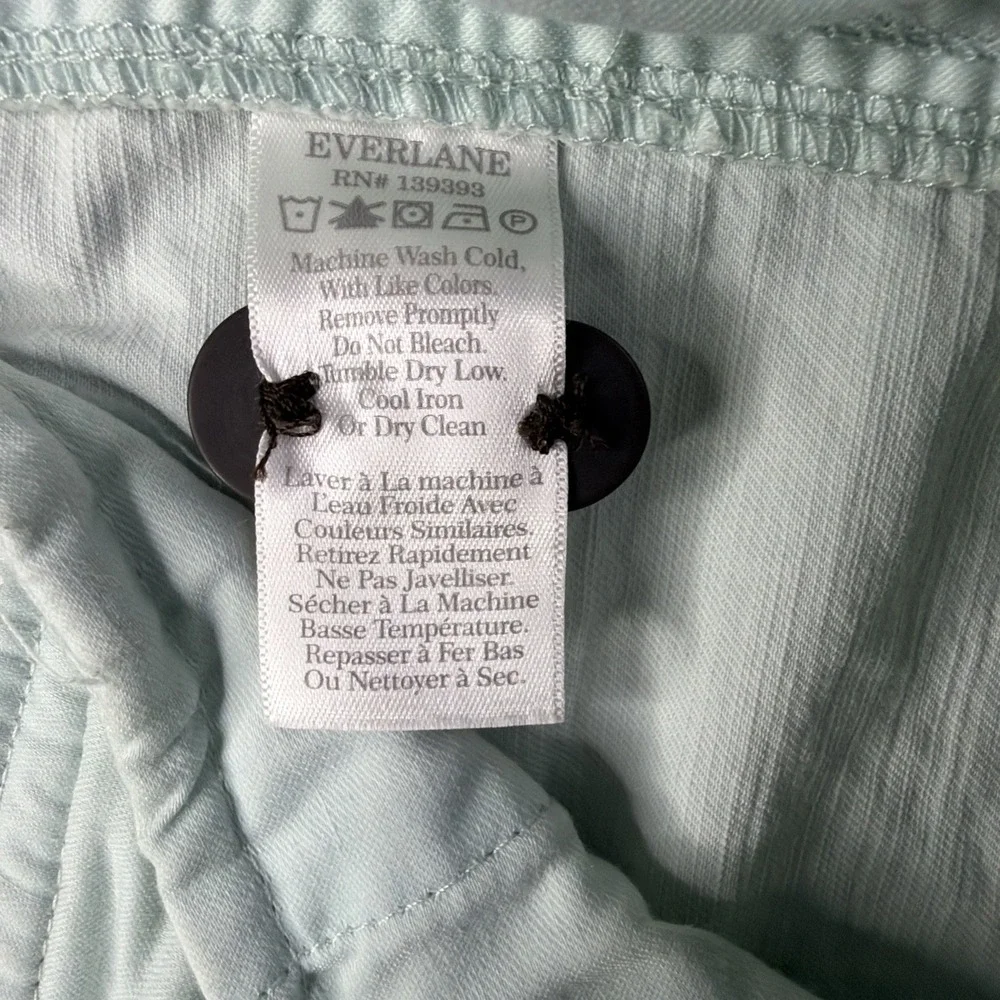 Everlane 4 Tourist Shorts Ice Blue High Rise Rolled Hem Summer Travel Comfort